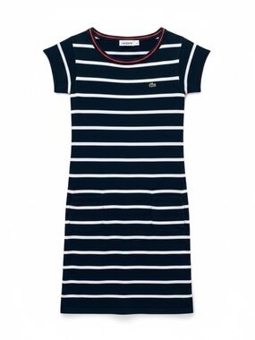 LACOSTE Striped T-Shirt Dress Navy White Women's 36 US 8 (Med) Athletic Preppy